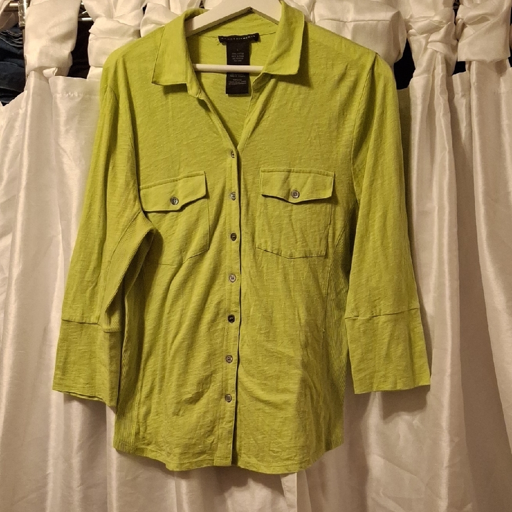 Grace Elements Vibrant Green Cotton Shirt Lg